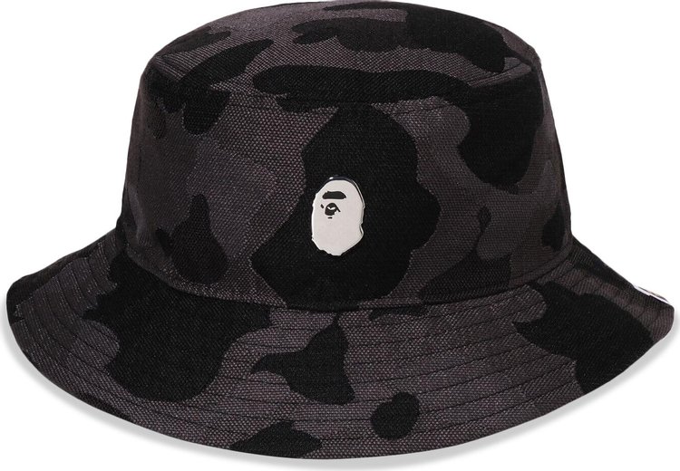 BAPE Camo One Point Metal Logo Pin Bucket Hat 'Black'