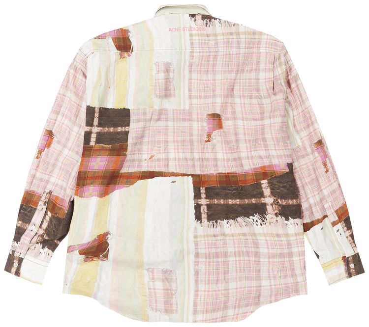 Acne Studios Check Shirt With Patchwork Print Pink