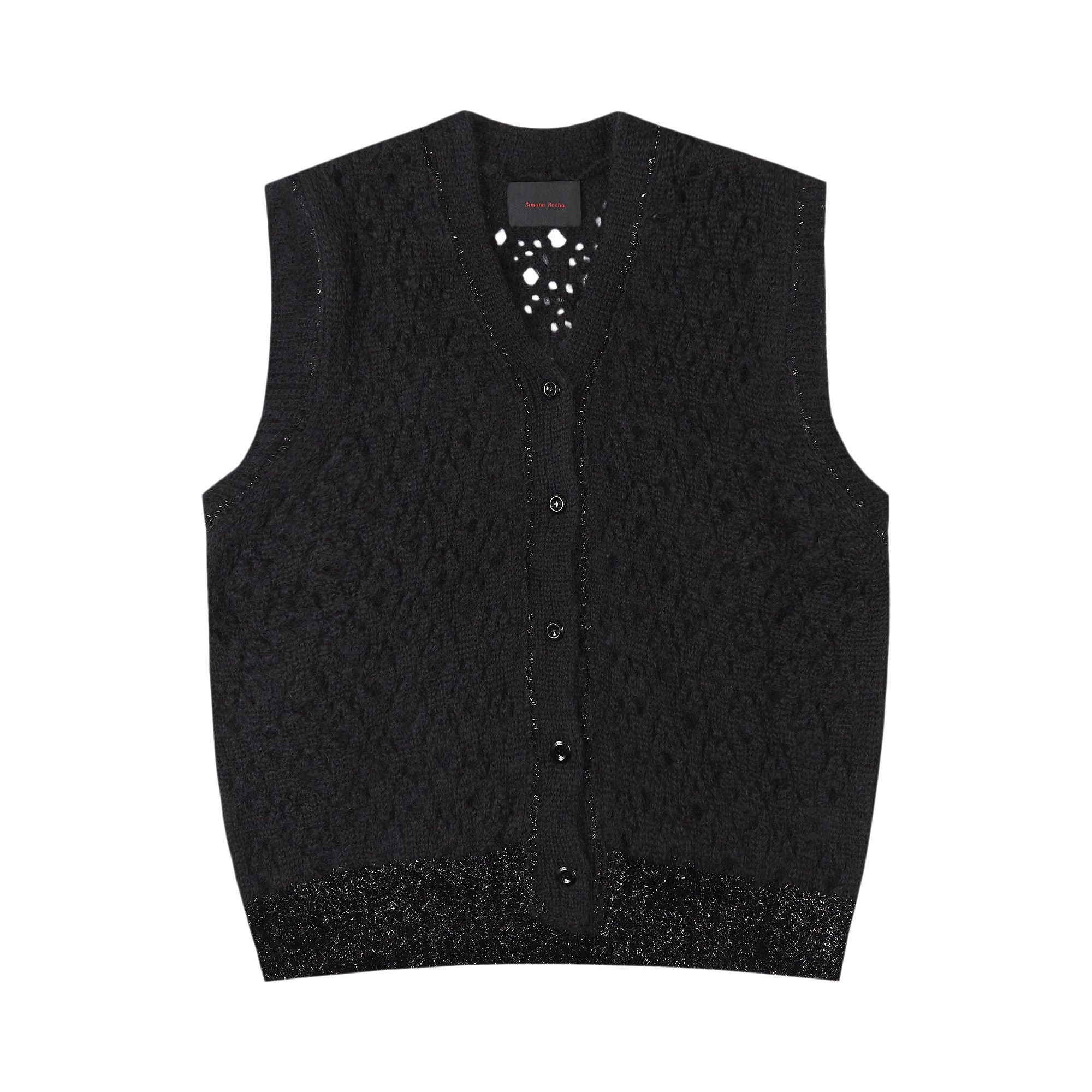 Tinsel Trim Knit Vest (AMK16T-0643-BLACK)