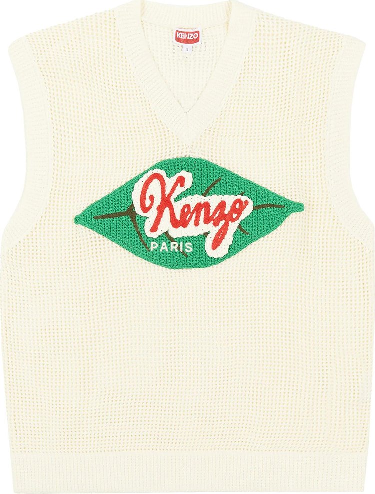 Kenzo Fruit Stickers V Neck Sweater Vest 'Beige'