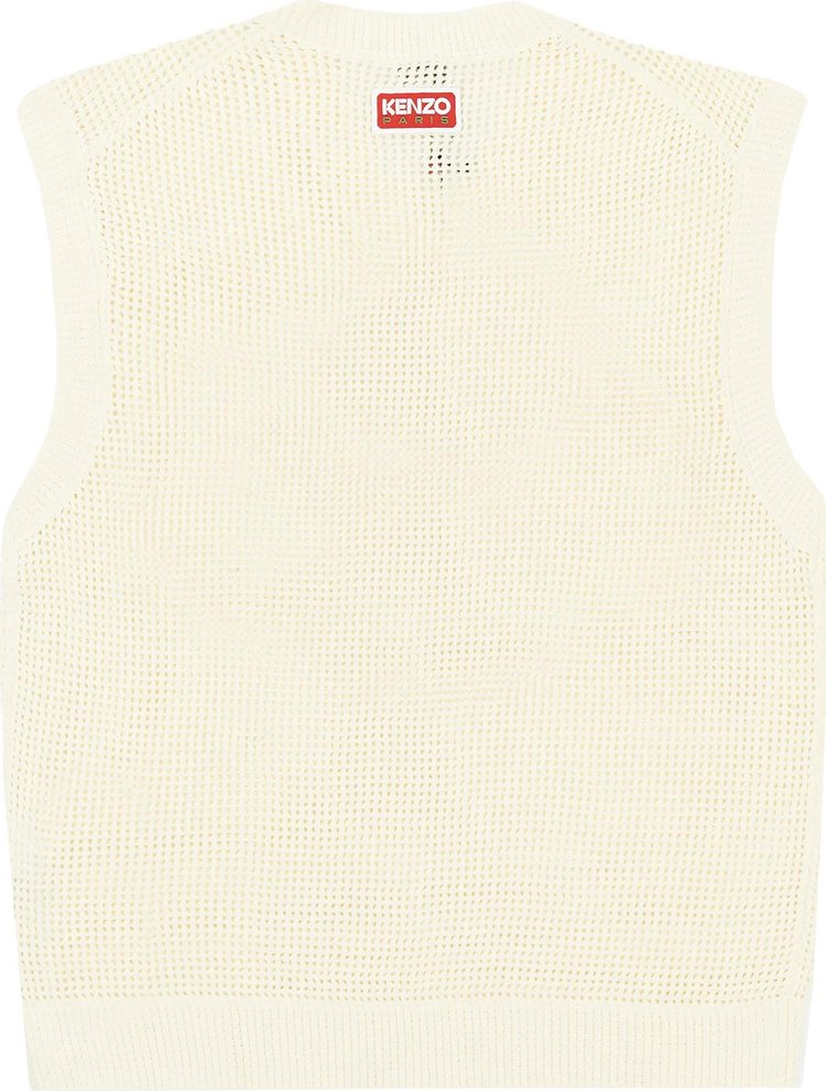 Kenzo Fruit Stickers V Neck Sweater Vest Beige