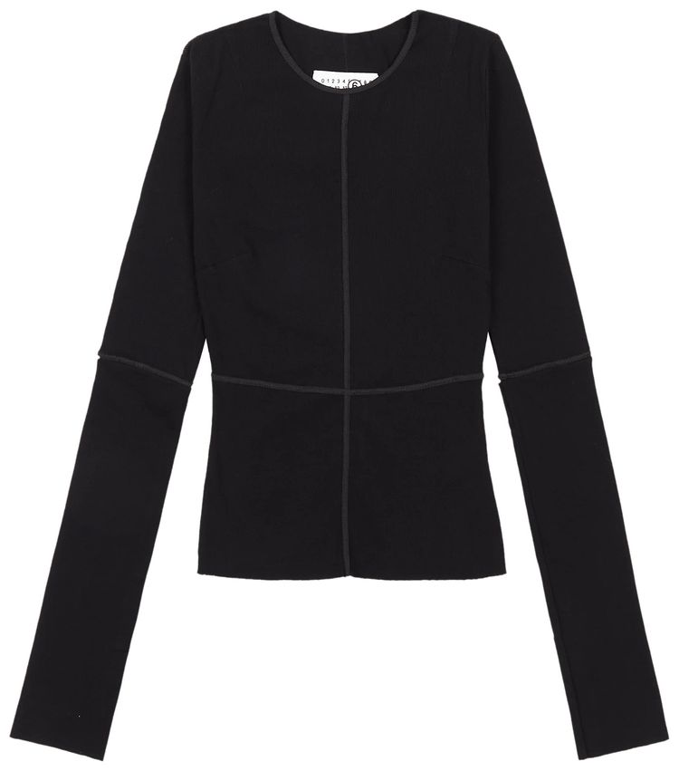 MM6 Maison Margiela Rib Jersey Long Sleeve T Shirt Black