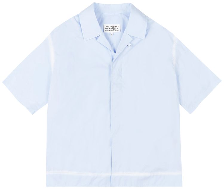 MM6 Maison Margiela Camp Collar Poplin Short Sleeve Button Down Shirt Blue