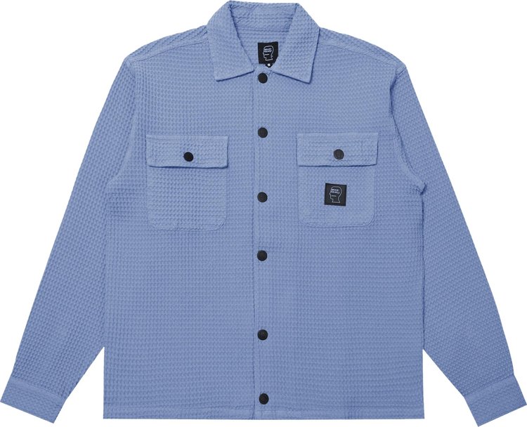 Brain Dead Waffle Button Front Shirt Blueberry