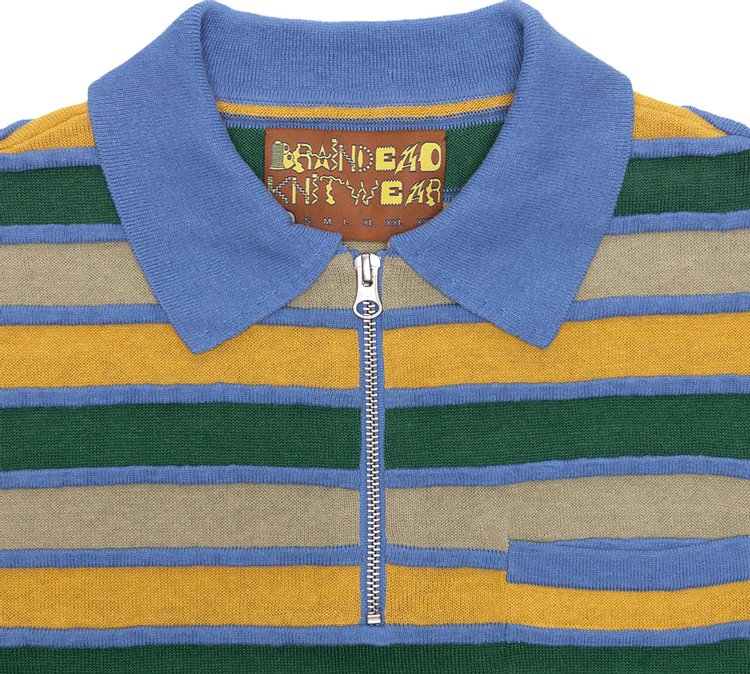 Brain Dead Lifted Stripe Half Zip Shirt Yellow Multicolor