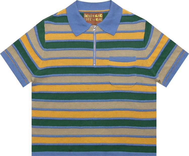 Brain Dead Lifted Stripe Half Zip Shirt 'Yellow Multicolor'