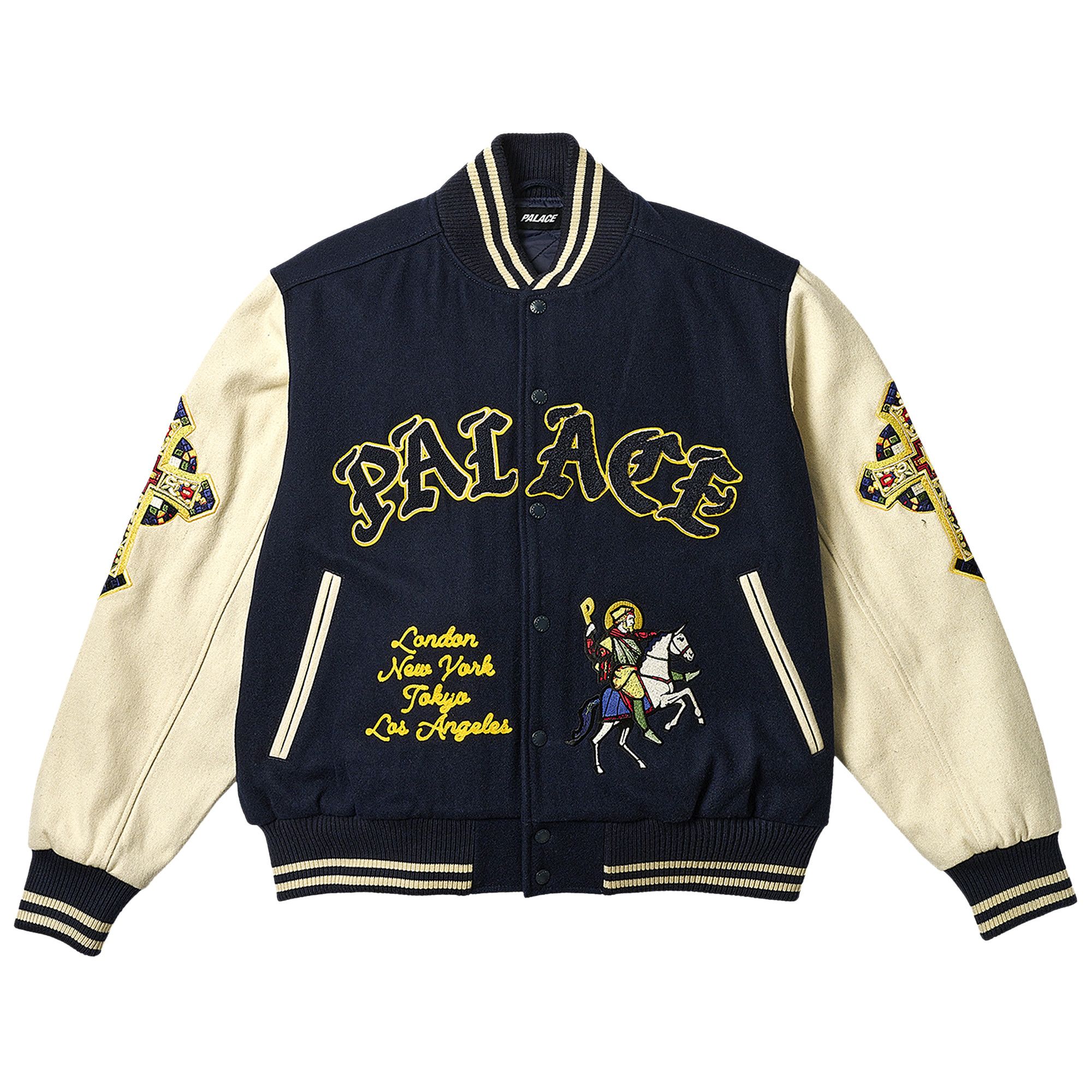 Denim Tears: Men's Grand Master Varsity Jacket (Black