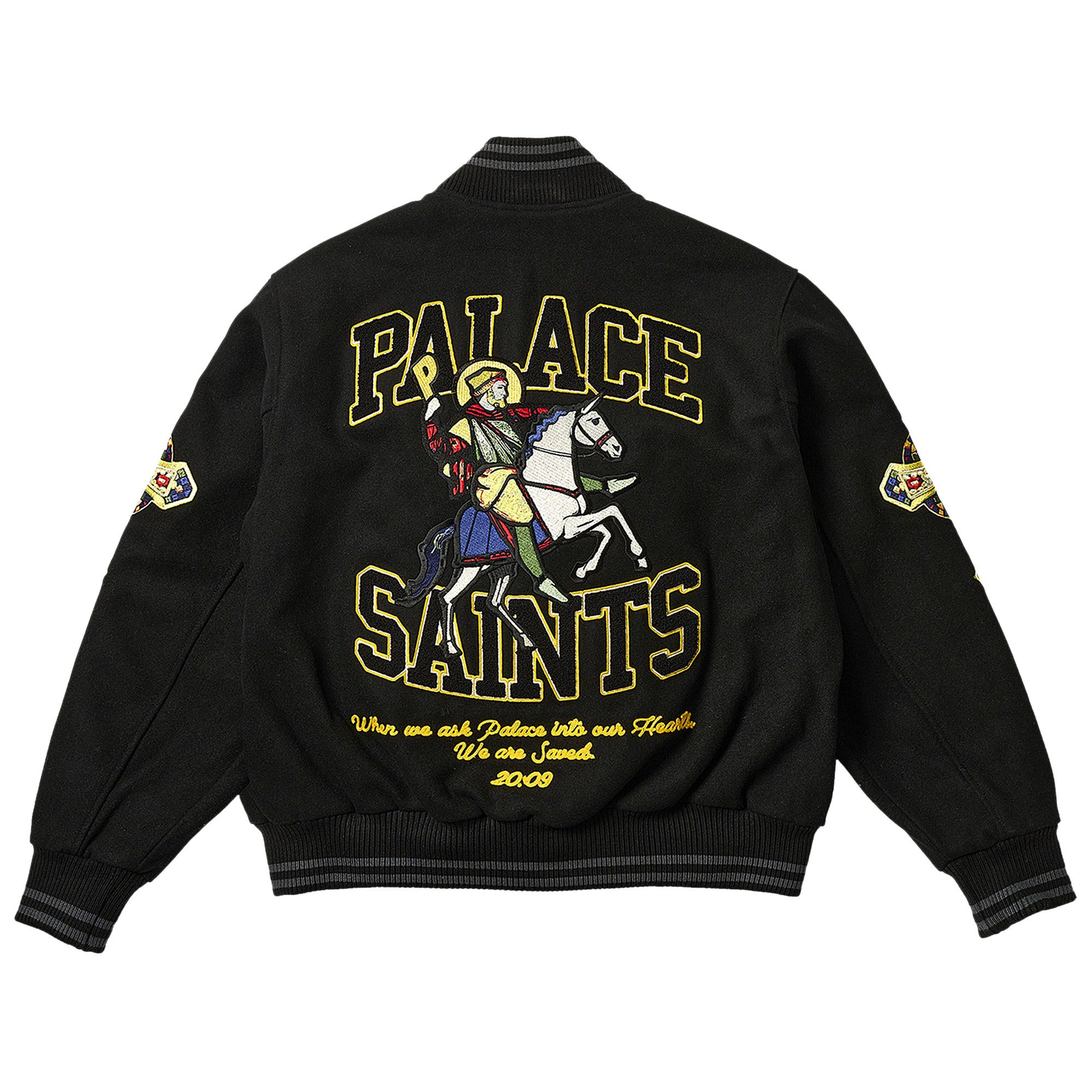 Buy Palace Saints Varsity Jacket Black P26JK043 GOAT SA