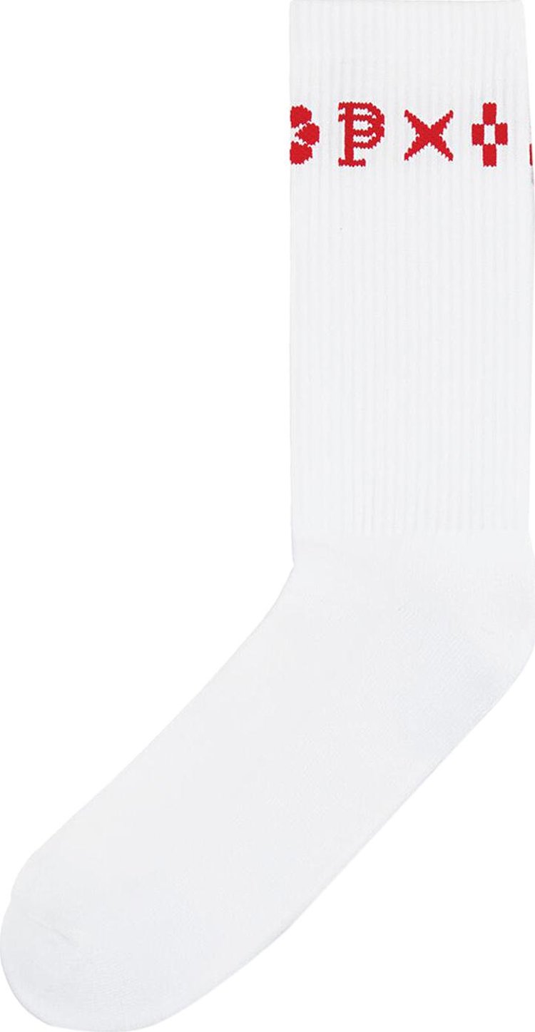 PURPLE BRAND Monogram Crew Socks White