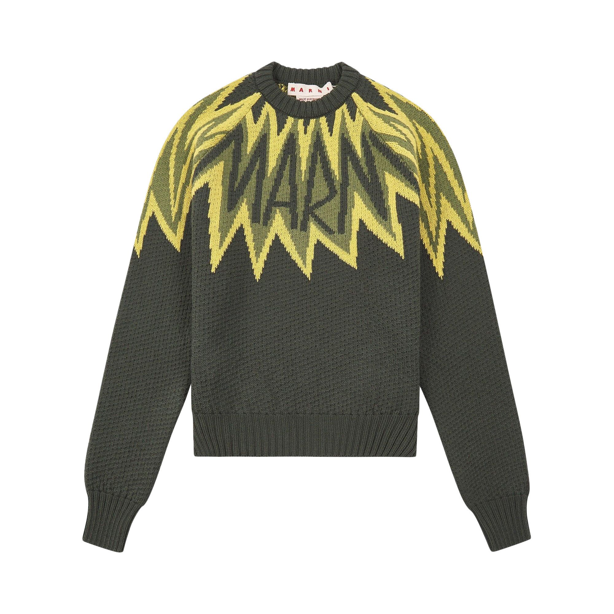 Buy Marni Fire Island Logo Roundneck Sweater 'Leaf Green
