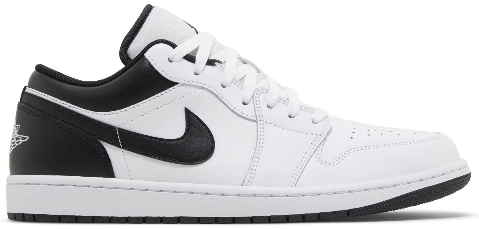 low cut black and white jordans