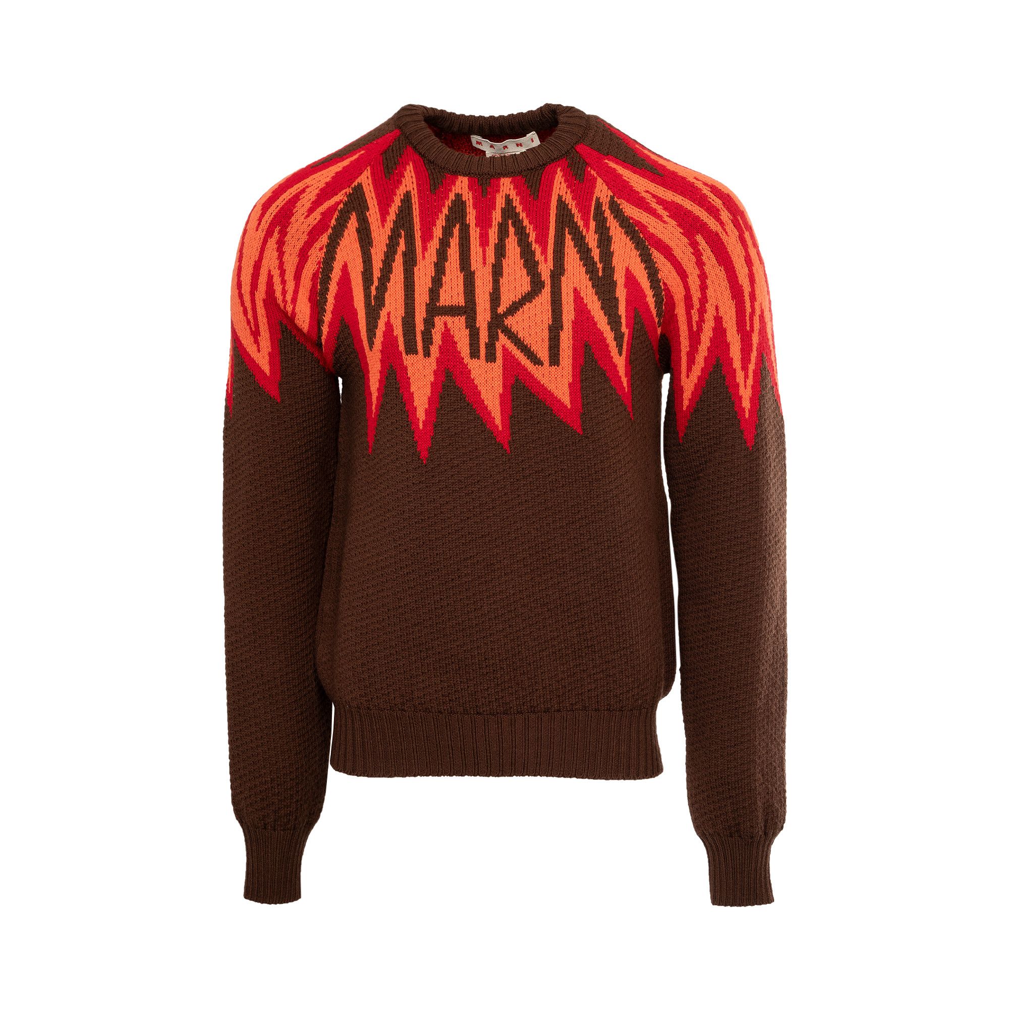 Buy Marni Fire Island Logo Roundneck Sweater 'Chestnut