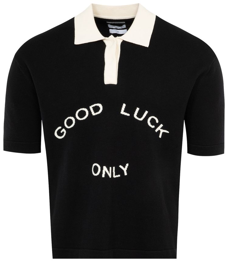 Mr Saturday Knit Short Sleeve Polo BlackEcru
