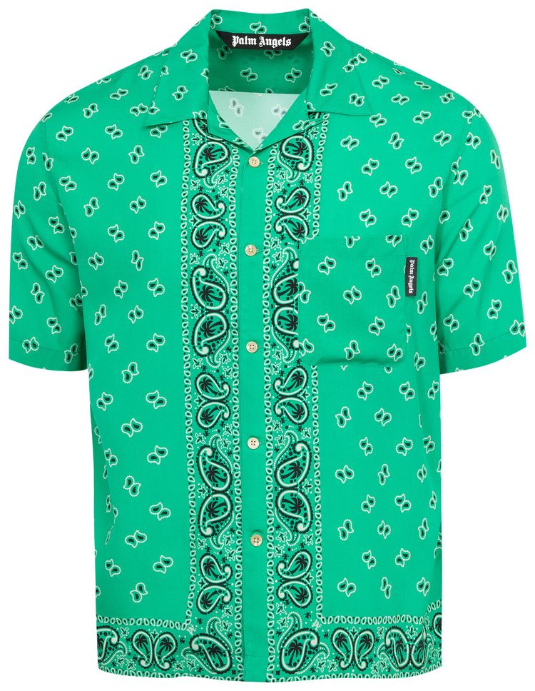 Palm Angels Paisley Bowling Shirt Green
