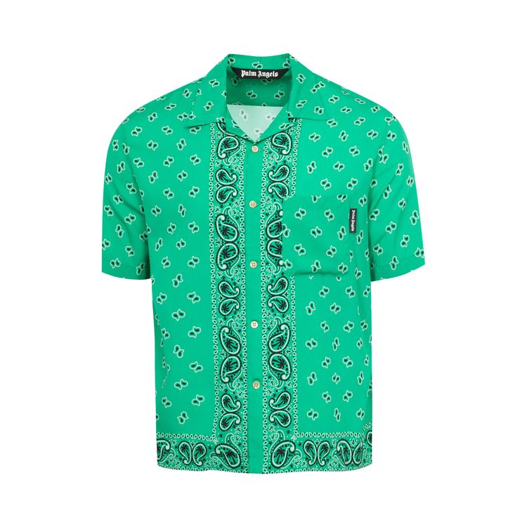 Palm Angels Boys AOP PA Bears Bowling Shirt in Yellow