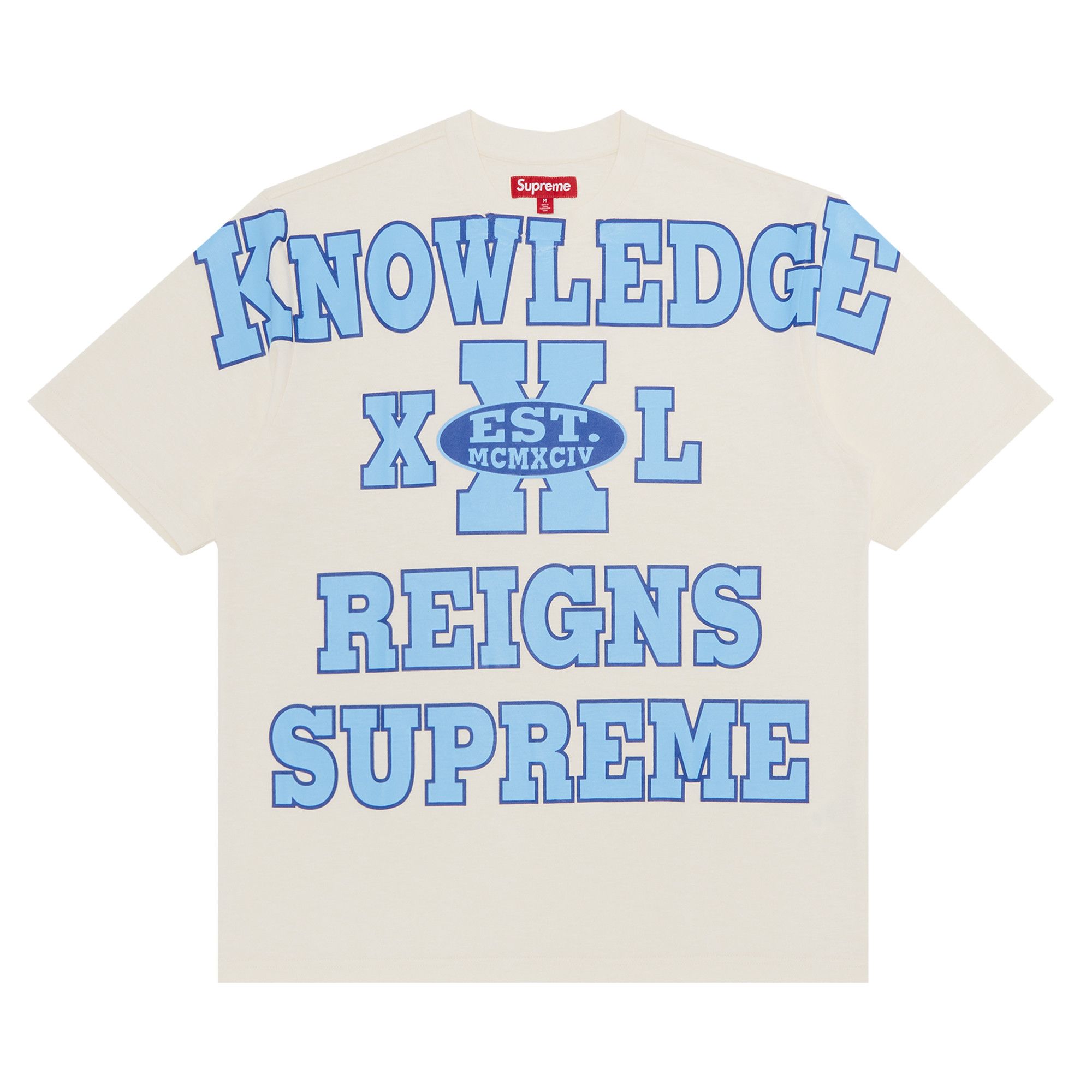 Buy Supreme Overprint Knowledge Short-Sleeve Top 'Cream Buy Supreme Overprint Knowledge Short-Sleeve Top 'Cream