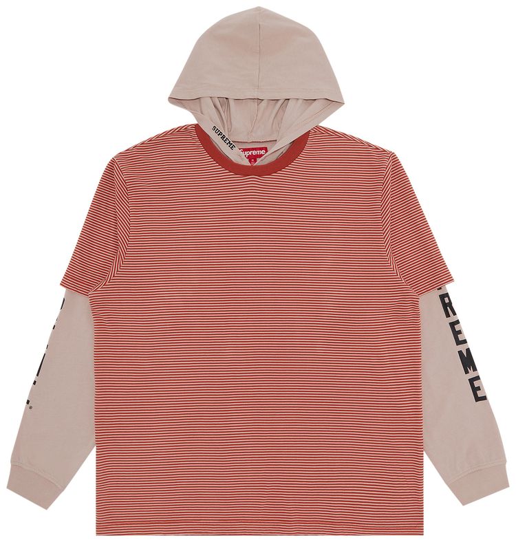 Supreme Layered Hooded Long Sleeve Top Tan