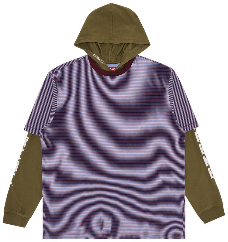 Supreme Layered Hooded Long Sleeve Top Olive