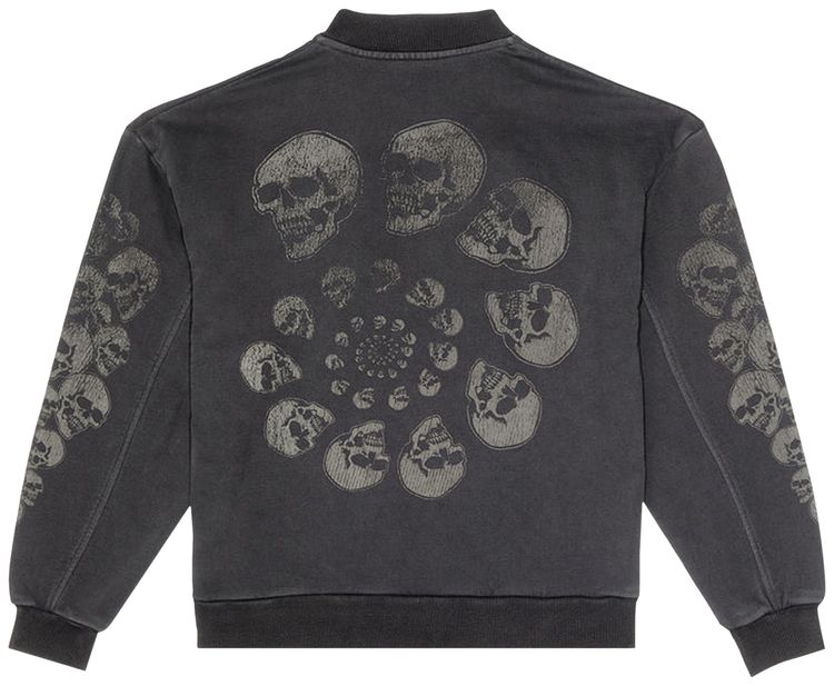 Pleasures Skull Spiral Quarter Zip Black
