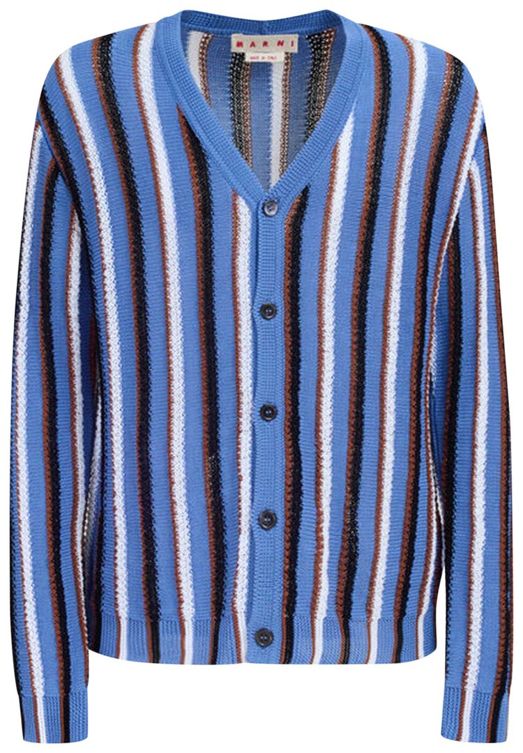 Marni Cable Striped Crochet Cardigan Opal