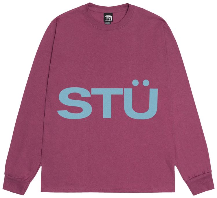 Stussy All Caps Long Sleeve Tee Berry