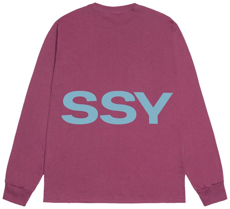 Stussy All Caps Long Sleeve Tee Berry