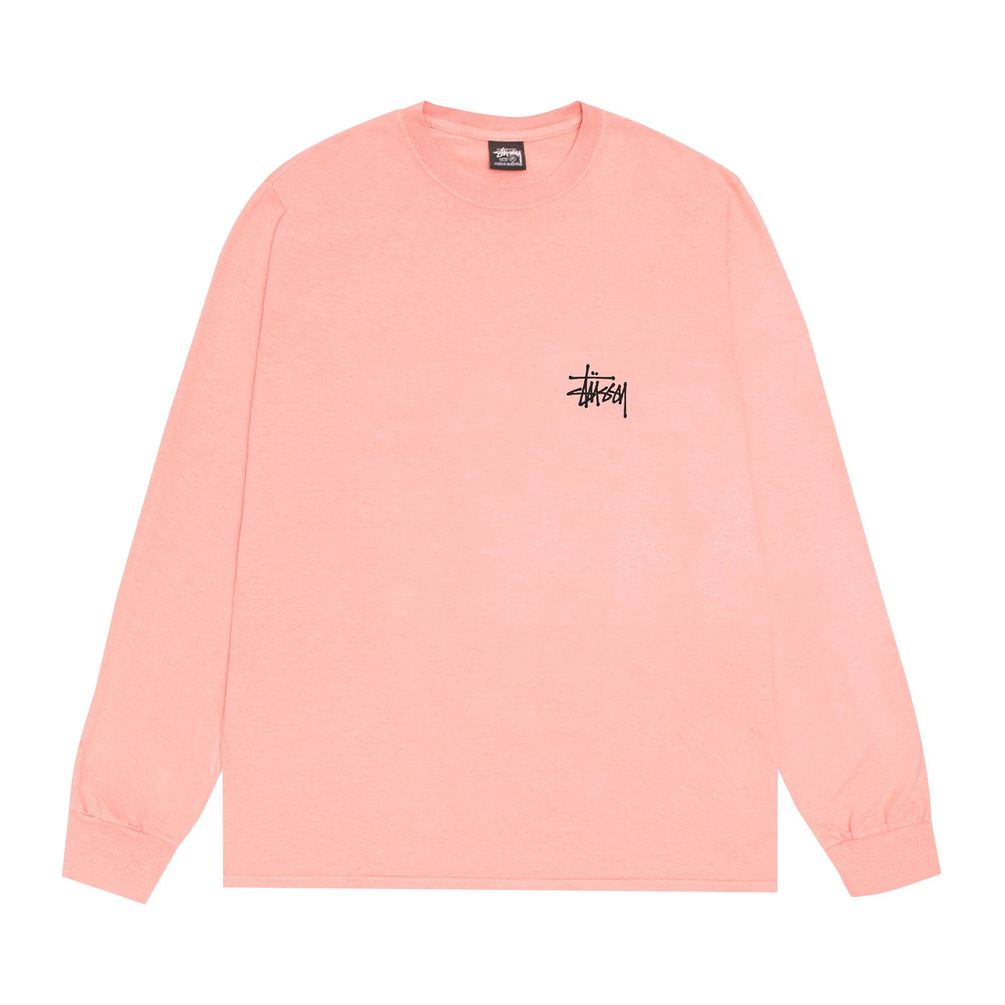 Buy Stussy Basic Long Sleeve Tee Pigment Dyed Coral 1995001 CORA GOAT CA