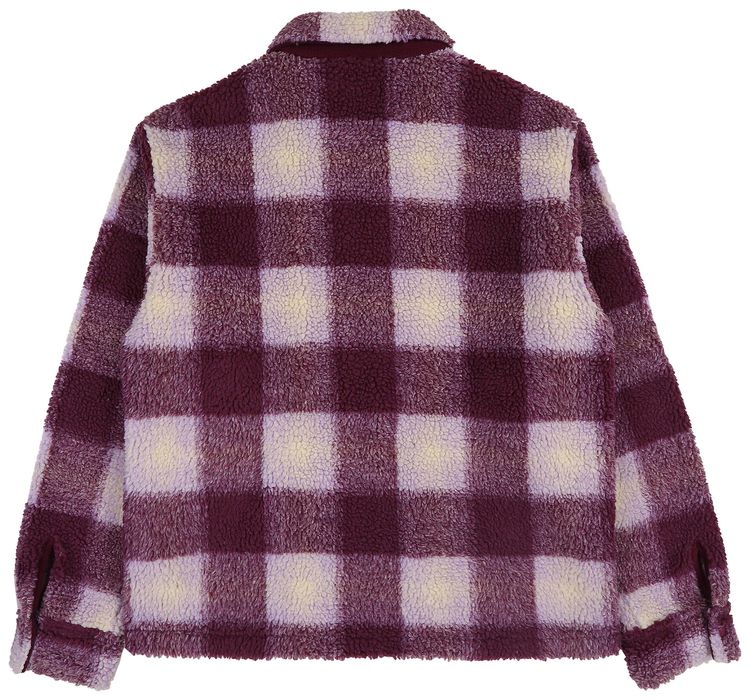 Stussy Shadow Plaid Zip Sherpa Berry