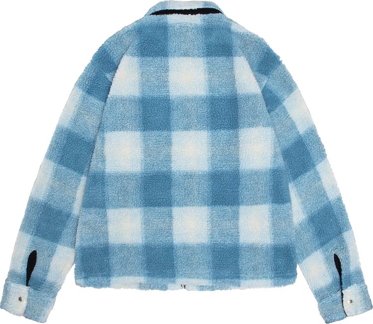 Stussy Shadow Plaid Zip Sherpa Light Blue