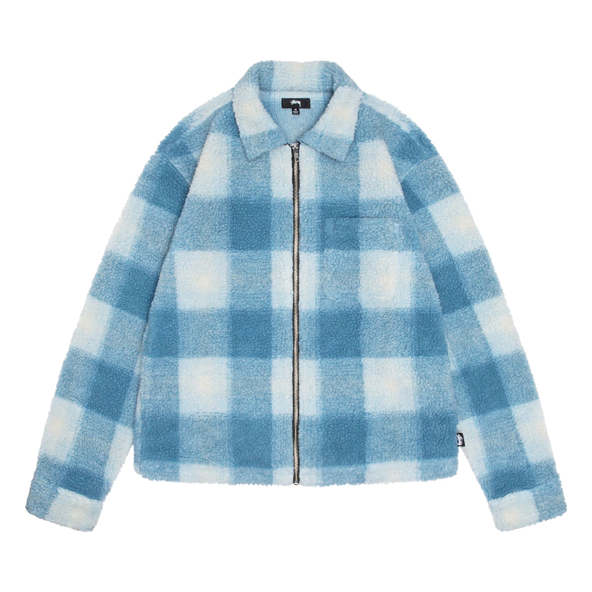 Buy Stussy Shadow Plaid Zip Sherpa 'Light Blue' - 1110224 LIGH | GOAT