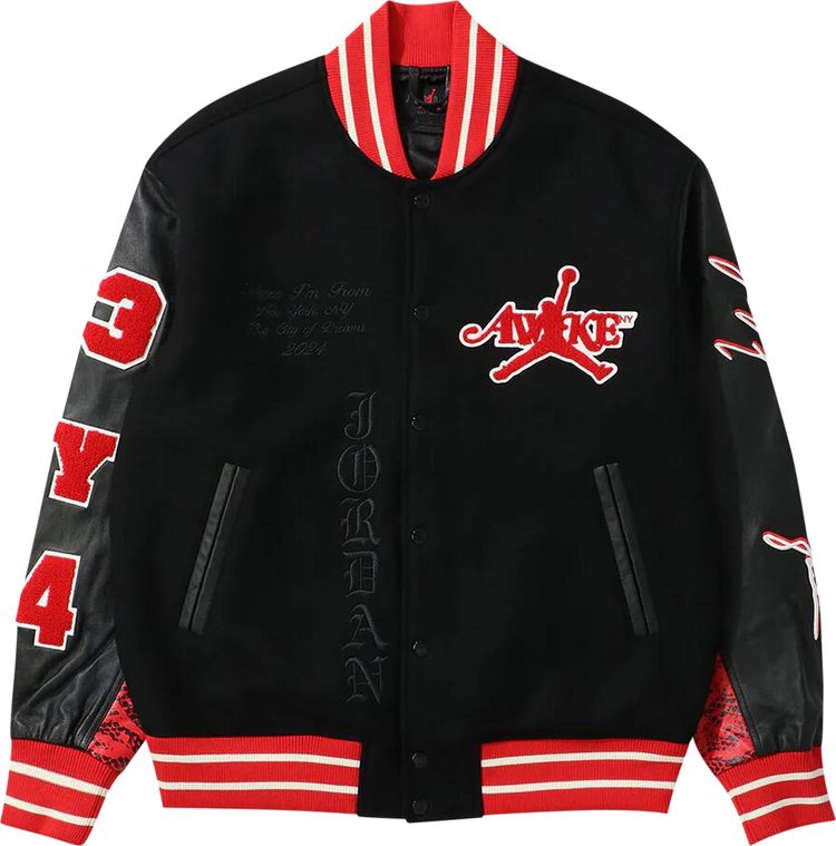 Air Jordan x Awake NY Varsity Jacket 'University Red/Black'