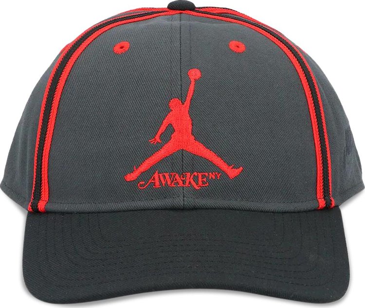 Air Jordan x Awake NY Structured Club Hat Dark Smoke GreyUniversity Red