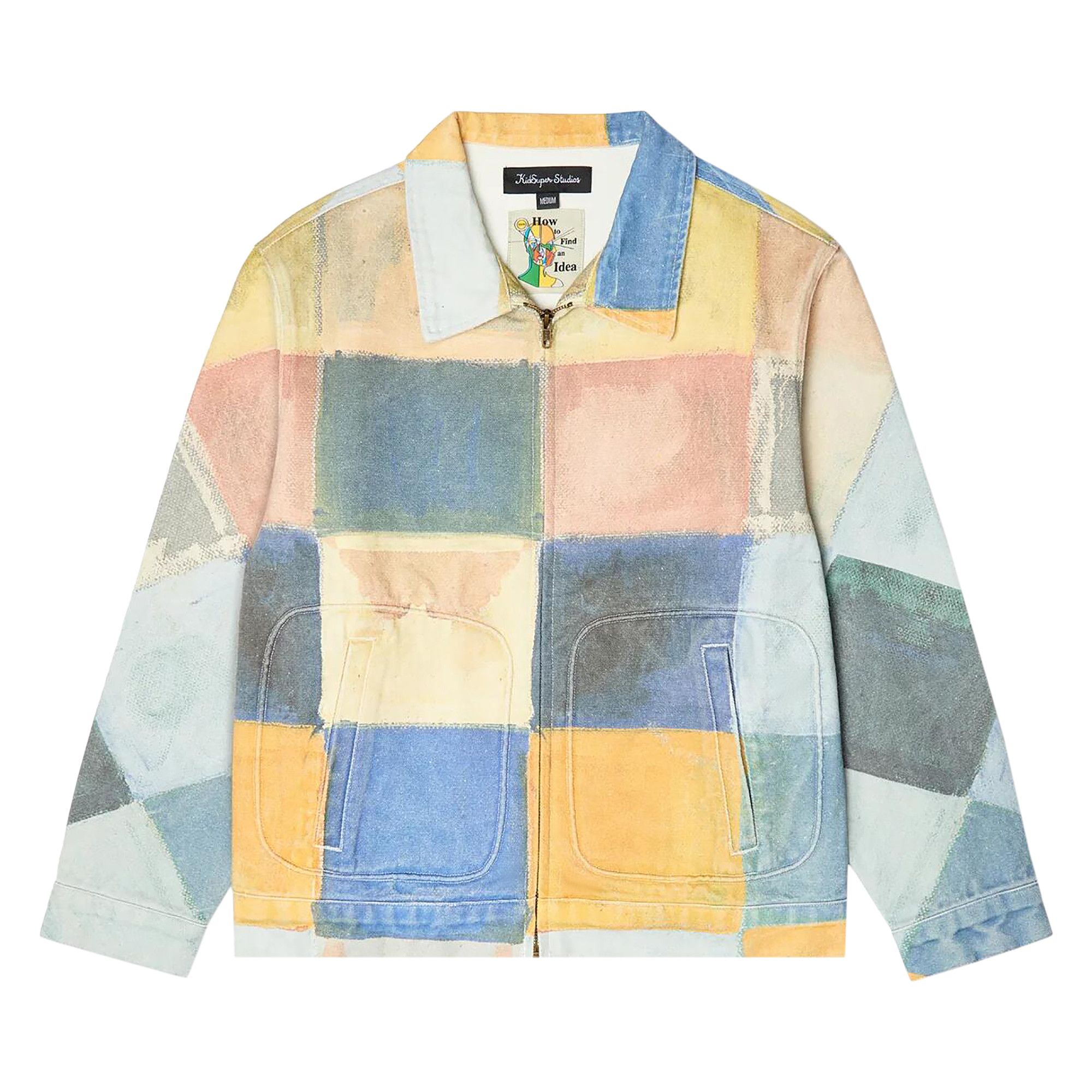 Buy KidSuper Checkered Painted Printed Work Coat 'Orange/Blue' - SS24 OW 10  ORAN | GOAT