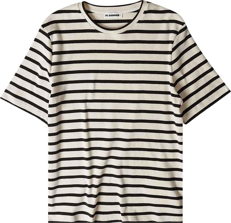 Jil Sander Plus Striped Back Logo T-Shirt 'Natural/Black'