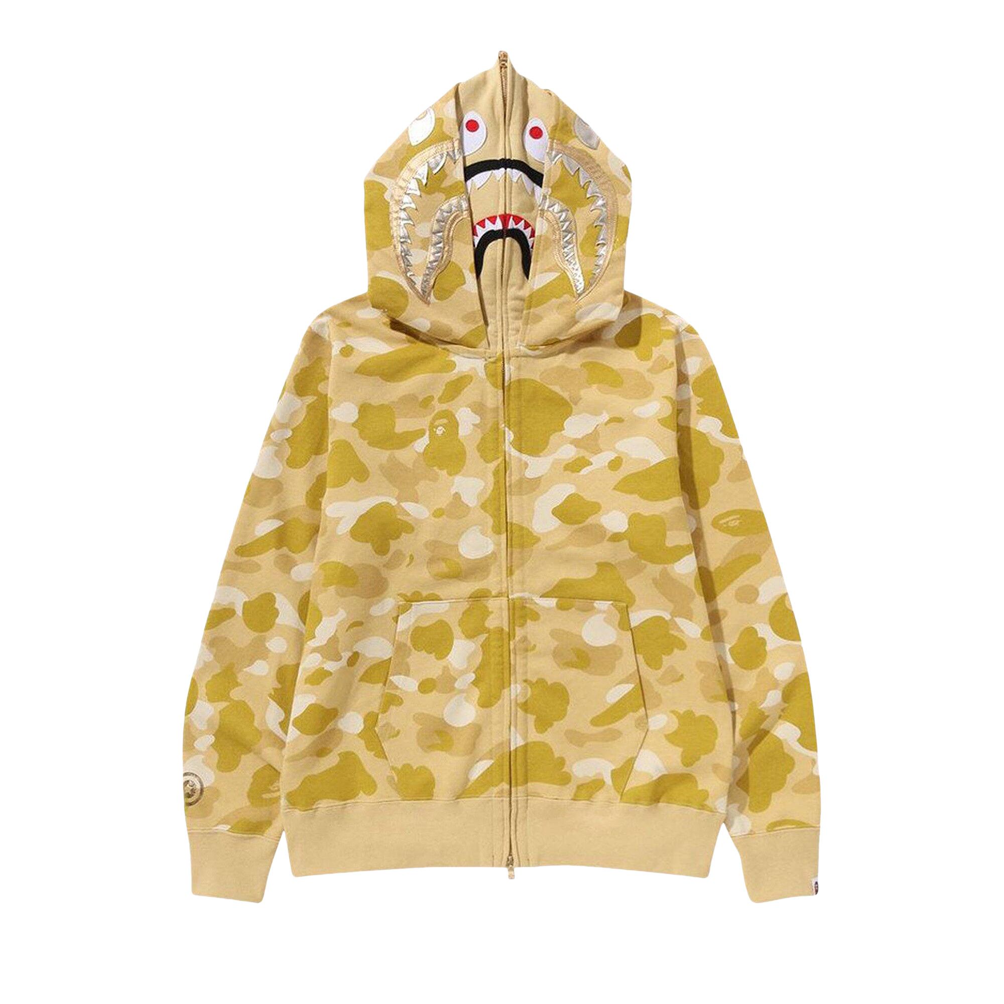 Yellow bape shark hoodie cheap