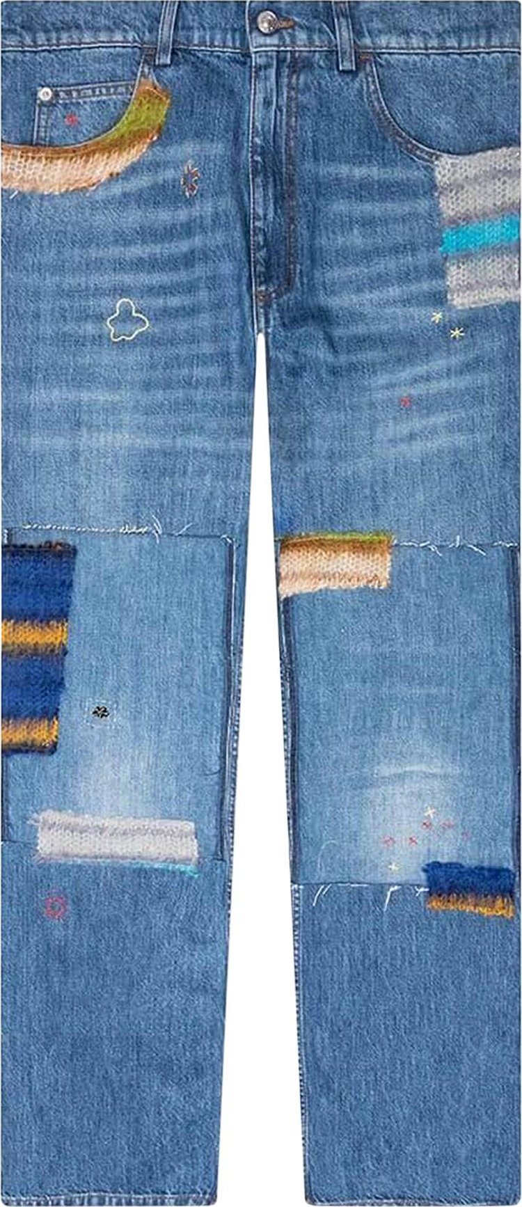 Marni Mohair Patch Jeans 'Iris Blue'