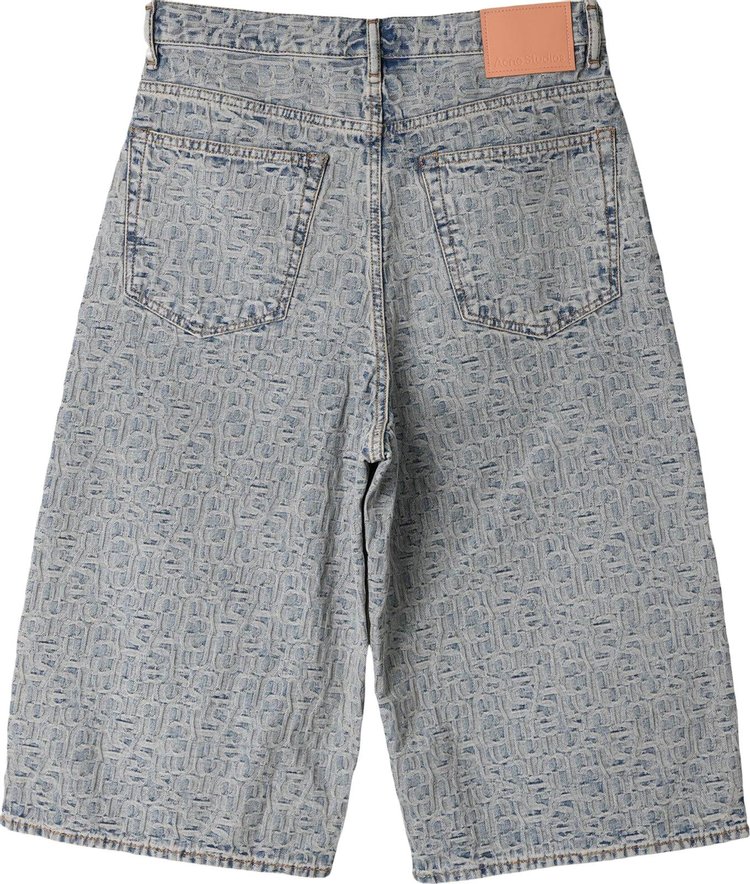 Acne Studios Monogram Denim Shorts BlueBeige