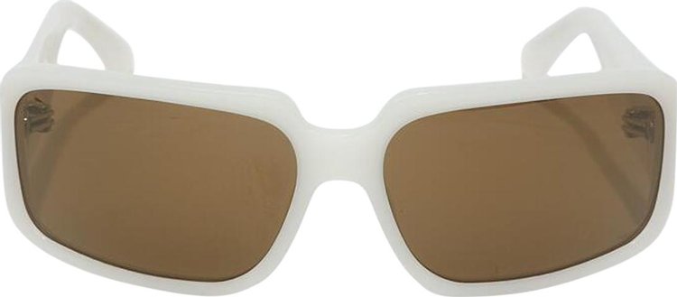 Dries Van Noten Linda Farrow Rectangular Sunglasses 'White/Silver/Brown'