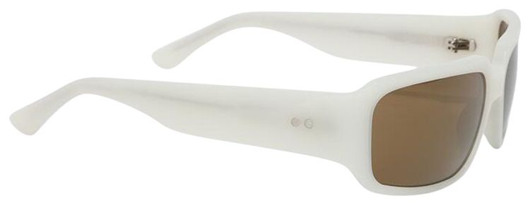Dries Van Noten Linda Farrow Rectangular Sunglasses WhiteSilverBrown