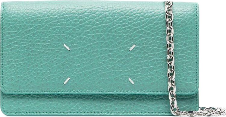 Maison Margiela Four Stitches Leather Wallet On Chain 'Green'