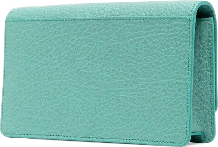 Maison Margiela Four Stitches Leather Wallet On Chain Green