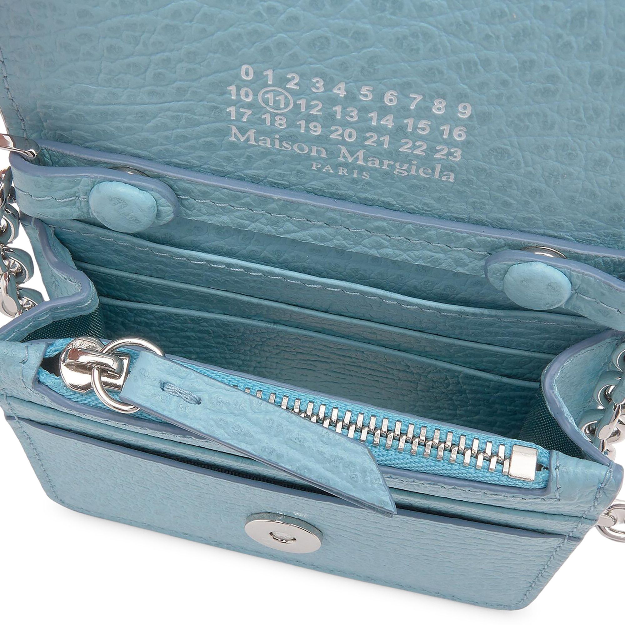 Maison Margiela (SA3UI0009 P4455 T7083) Women’s Chain Card Buy Maison Margiela Leather Wallet On Chain 'Blue