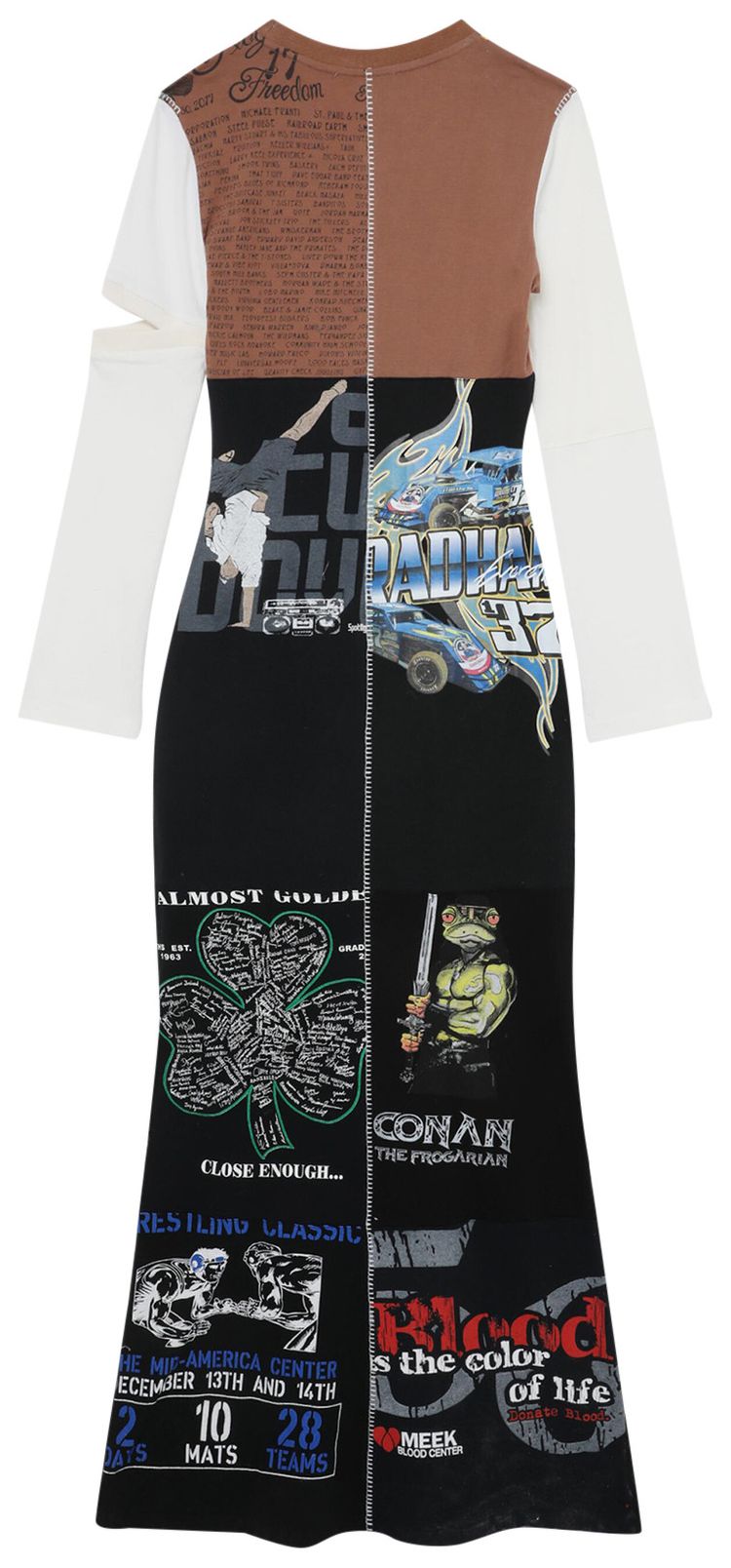 Marine Serre Regenerated Graphic T Shirt Patchwork Flared Dress BlackRed