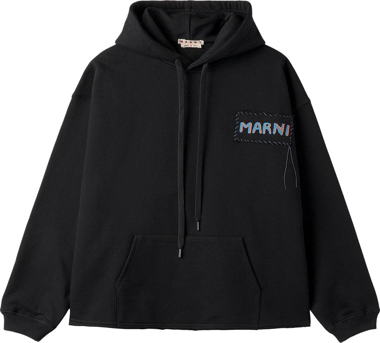 Marni Logo Cropped Hoodie 'Black'