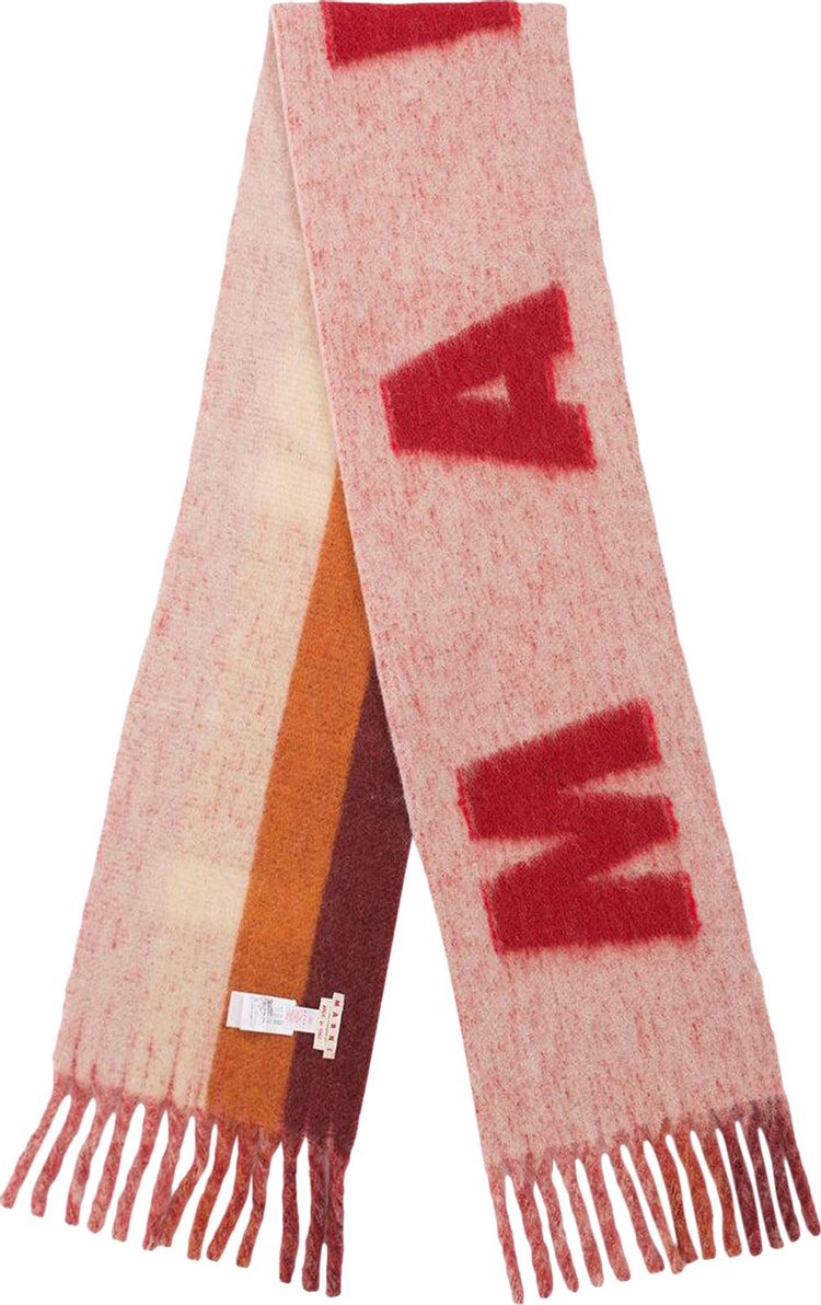 Marni Mohair Logo Scarf 'Pink/Red'