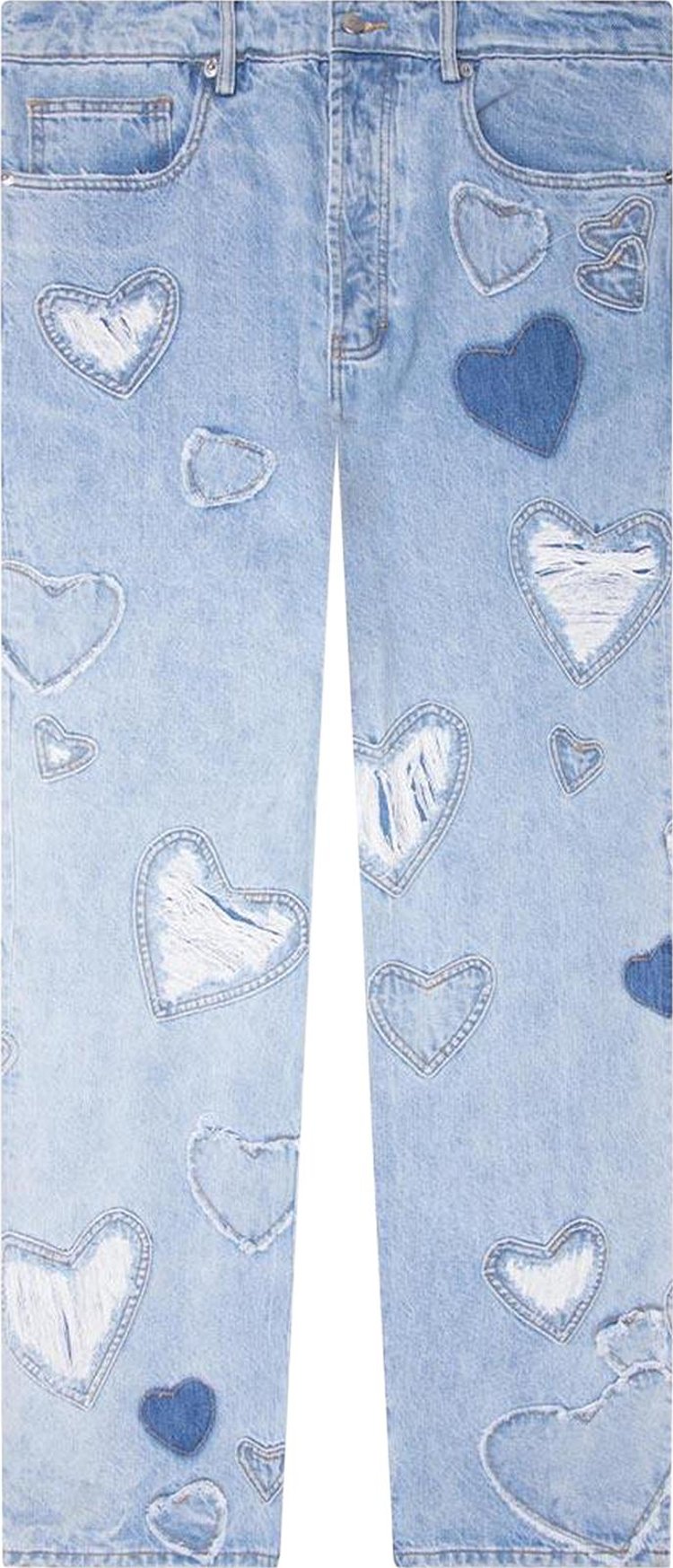 Nahmias Heart Patchwork Jeans 'Light Wash Blue'