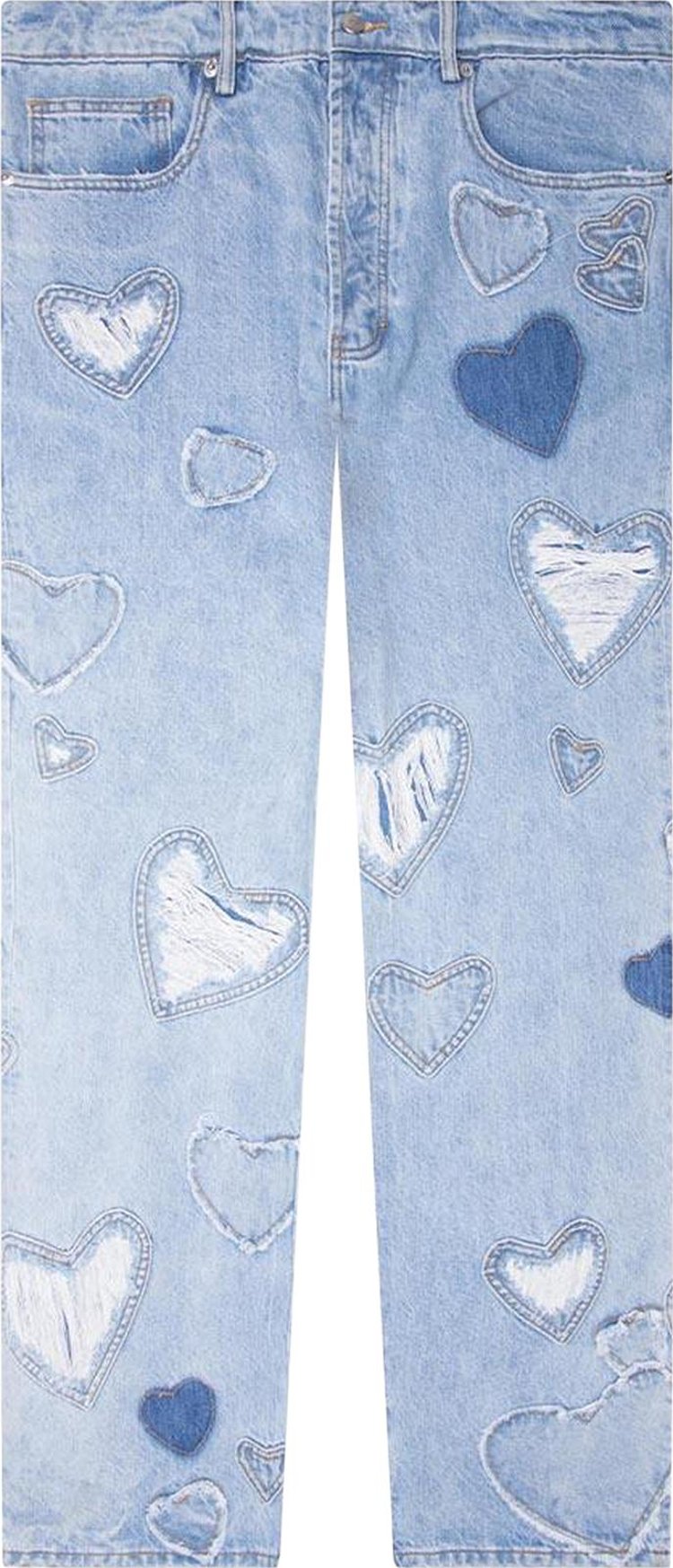 Nahmias Heart Patchwork Jeans Light Wash Blue