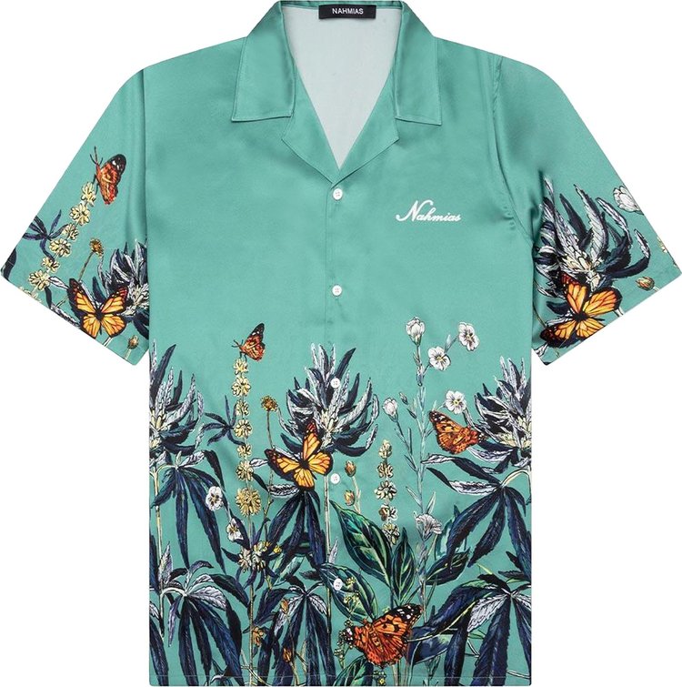 Nahmias Botanical Silk Short-Sleeve Shirt 'Jade Green/Multicolor'