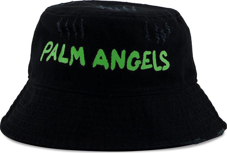 Palm Angels Seasonal Logo Bucket Hat 'Black/Green Fluo'