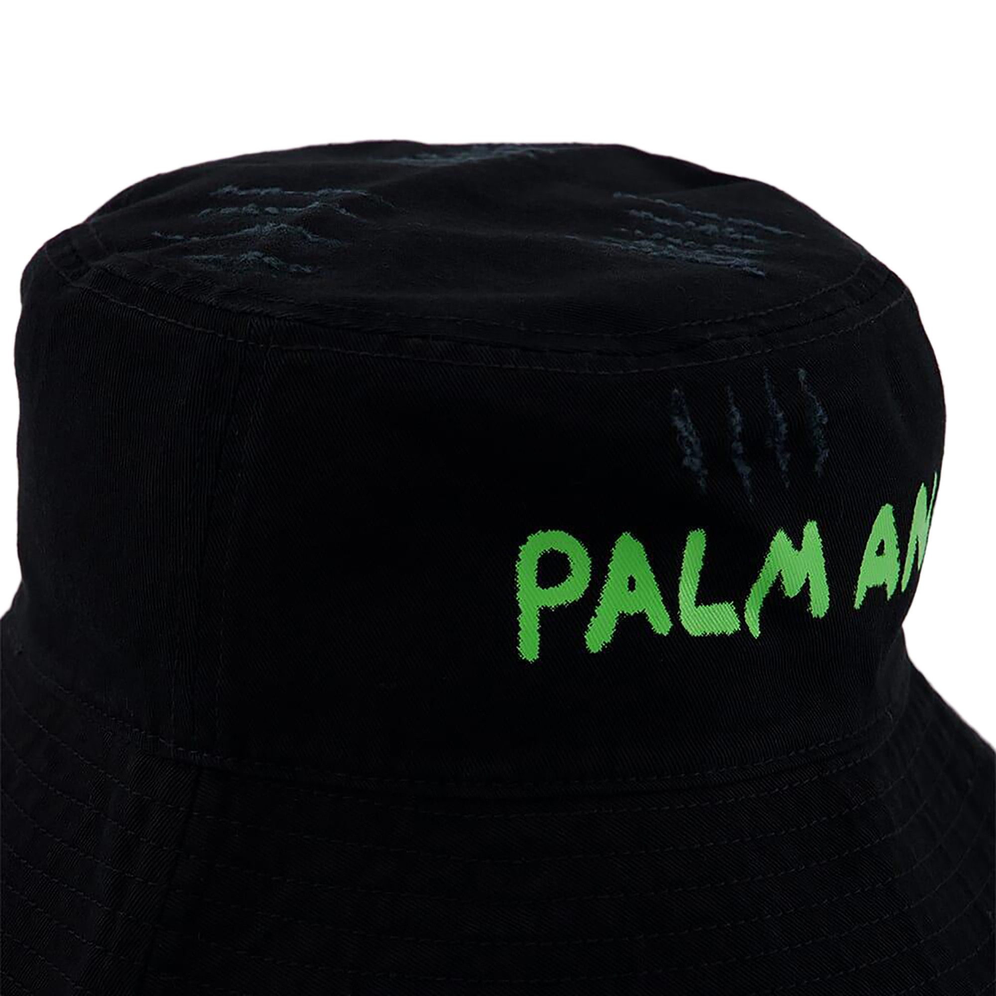 Buy Palm Angels Seasonal Logo Bucket Hat 'Black/Green Fluo